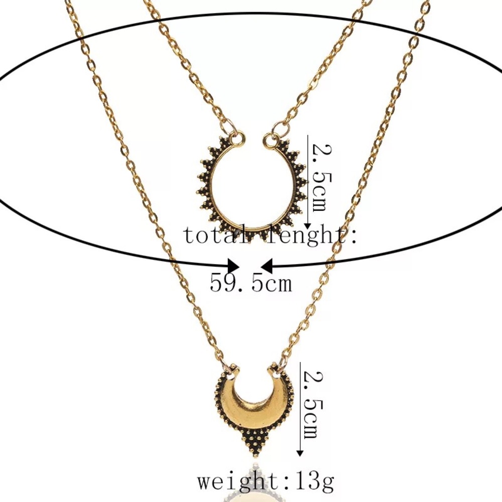 RESTOCKING🎉Antique gold double crescent necklace - Picture 5 of 5